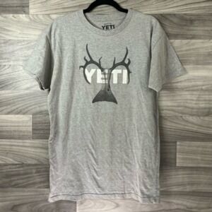 Yeti Antlers Womens‎ T-Shirt Gray Heathered Outdoors Short Sleeve Crew Neck M